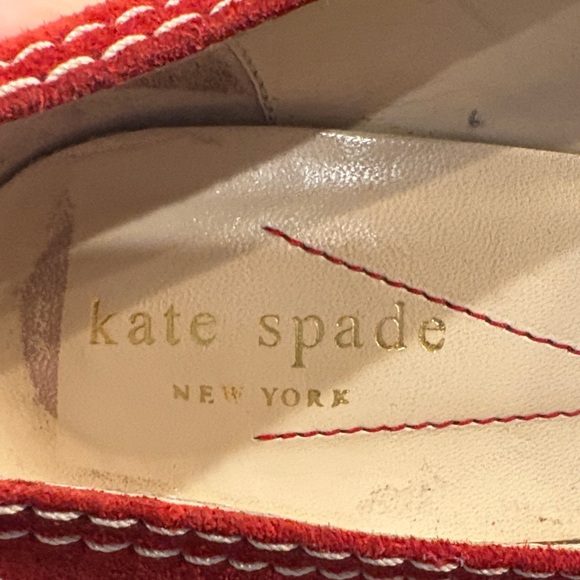 Kate Spade Red Suede 1 inch Heel 6 Medium Like New - Picture 2 of 12